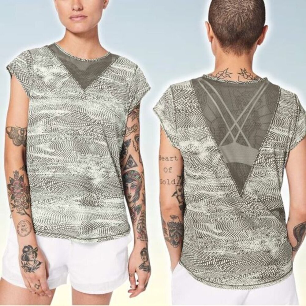 LULULEMON For The Run Short Sleeve Swerve Vapor Metal Grey Sz 4